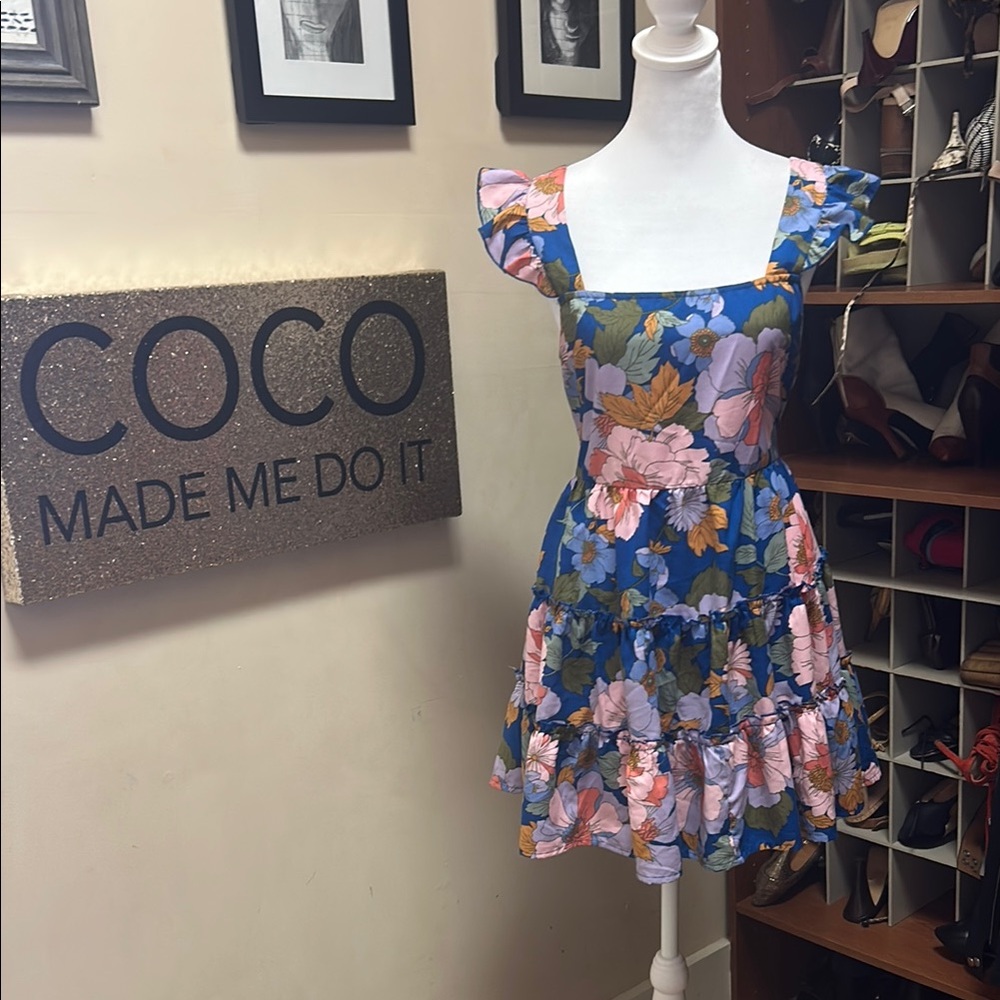 Floral Dress with Ruffle Sleeves